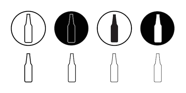 Icono de botella de vidrio Conjunto de logotipos vectoriales de arte de líneas negras