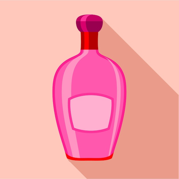Icono de botella de vidrio rosado Ilustración plana del icono vectorial de botella De vidrio rosada para la web
