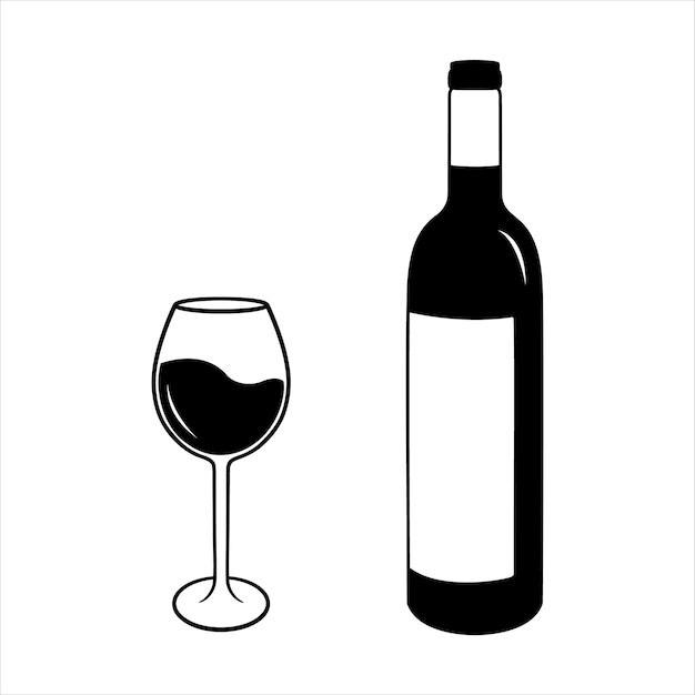 Vector icono de botella y vidrio de vino