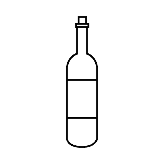 Vector icono de botella de vino aislado sobre fondo blanco botella de vino en estilo de contorno