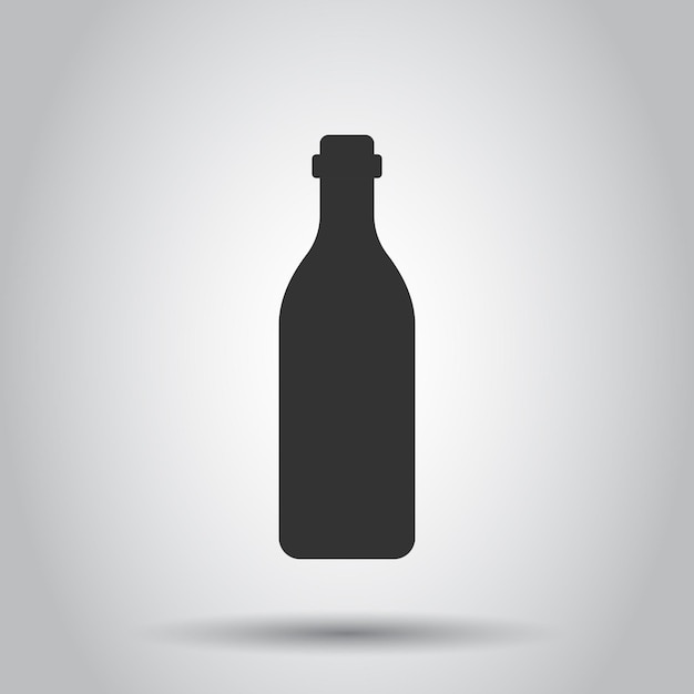 Icono de la botella de vino en estilo plano Ilustración de la Botella de Alcohol en fondo blanco Concepto de vino de cerveza y vodka