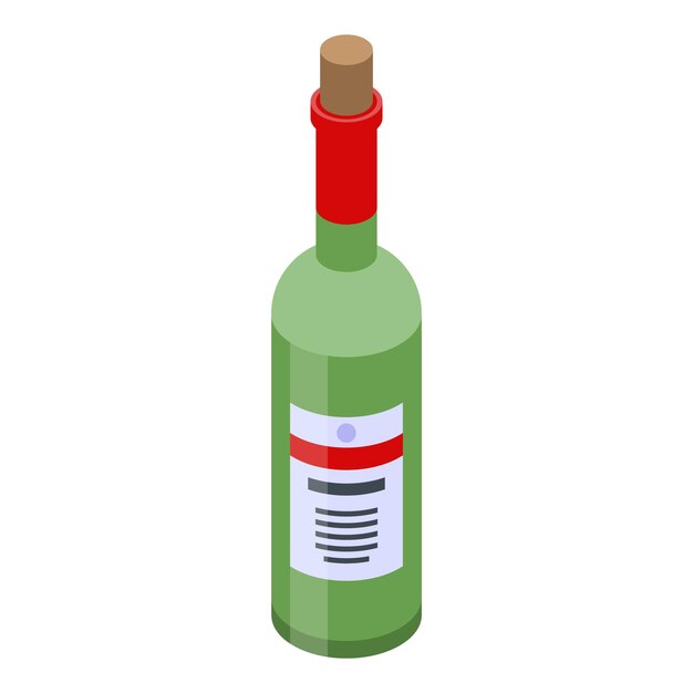 Icono de botella de vino de restaurante Isométrico de icono de vector de botella de vino de restaurante para diseño web aislado sobre fondo blanco