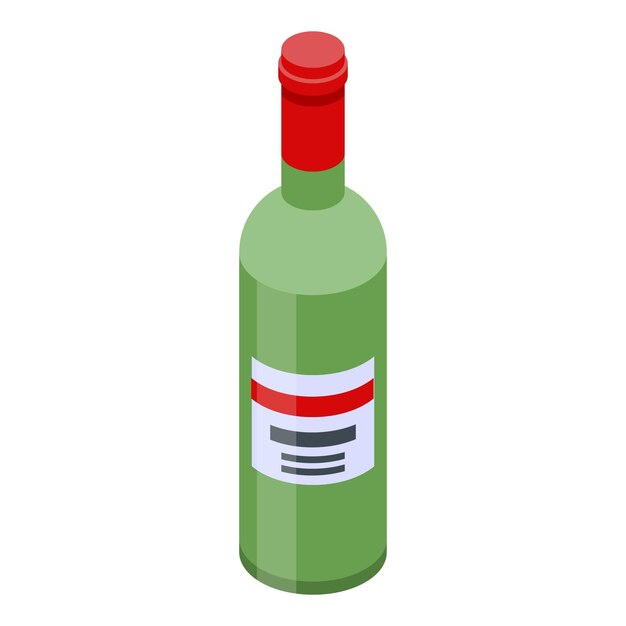Icono de botella de vino de tienda Isométrico de icono de vector de botella de vino de tienda para diseño web aislado sobre fondo blanco