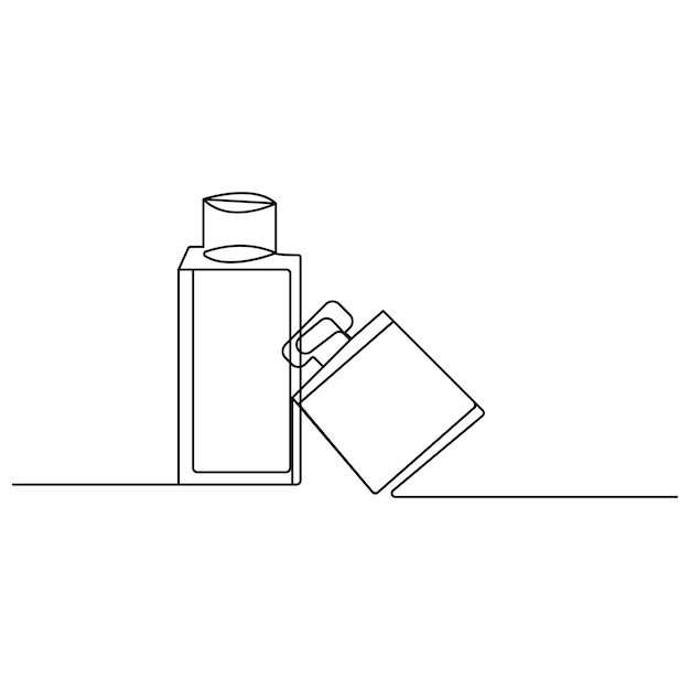 Icono de botella de vino y vaso de vino continuo dibujo de una línea ilustración vectorial de contorno