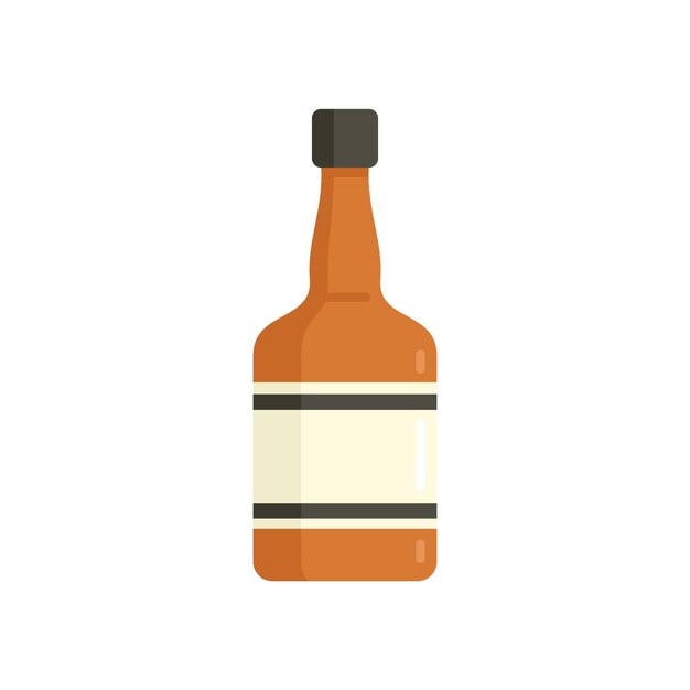 Icono de botella de whisky vector plano Botella de vidrio de alcohol Licor ron aislado