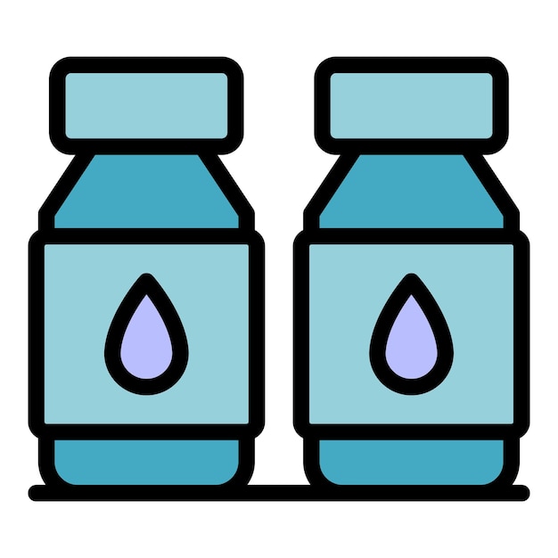 Icono de botellas de impresión Contorno Icono de vector de botellas de impresión para diseño web aislado en color plano de fondo blanco