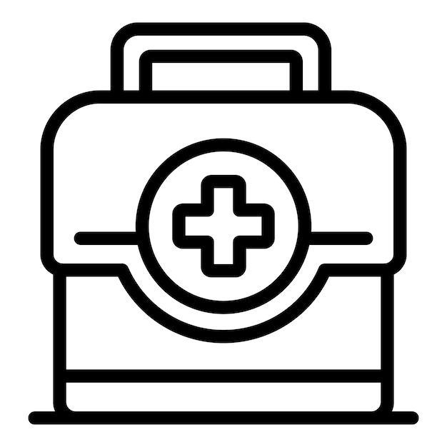 Icono del botiquín de primeros auxilios Esquema del icono del vector del botiquín de primeros auxilios para diseño web aislado en fondo blanco