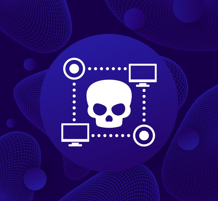 Vector el icono de botnet ataca el malware en el vector de la red informática
