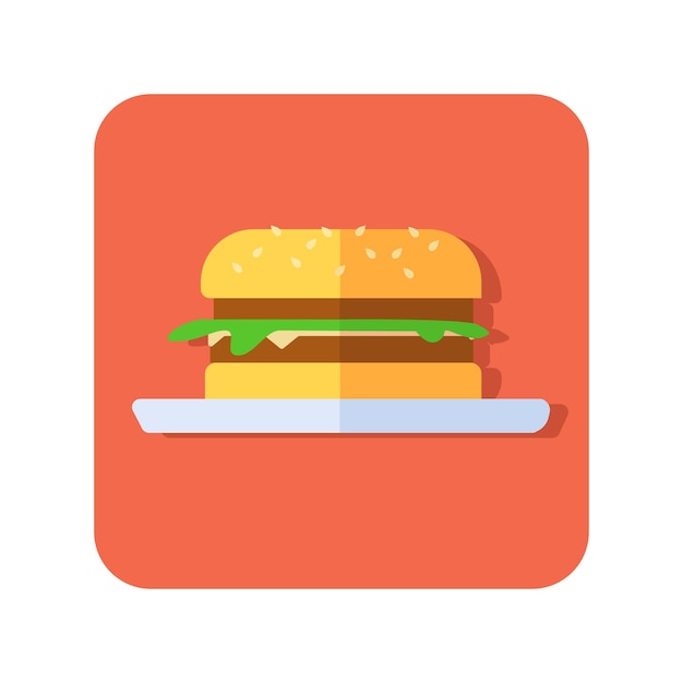 Icono de botón abstracto hamburguesa americana sobre fondo blanco ilustración vectorial