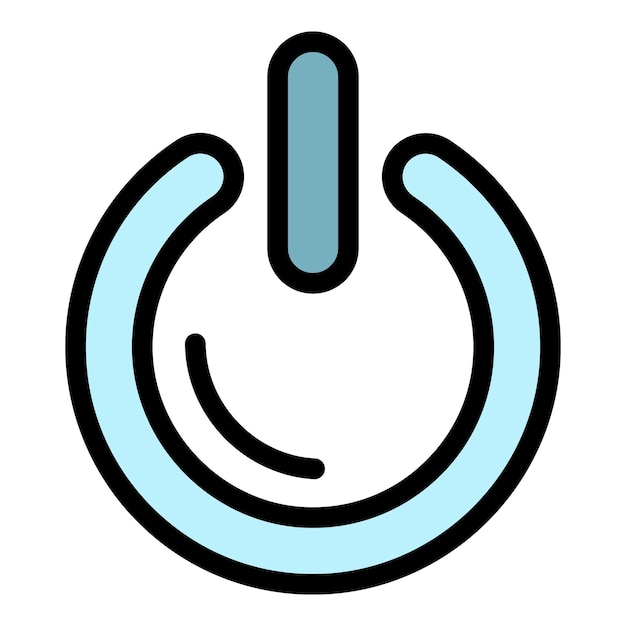 El icono del botón de apagado El contorno del icono vectorial del botón del apagado Color plano aislado