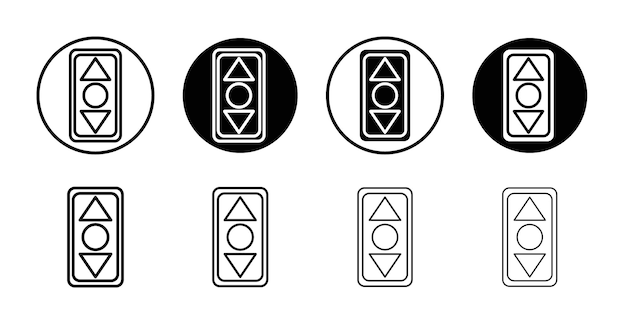 El icono del botón del ascensor El logotipo del vector está colocado en plano