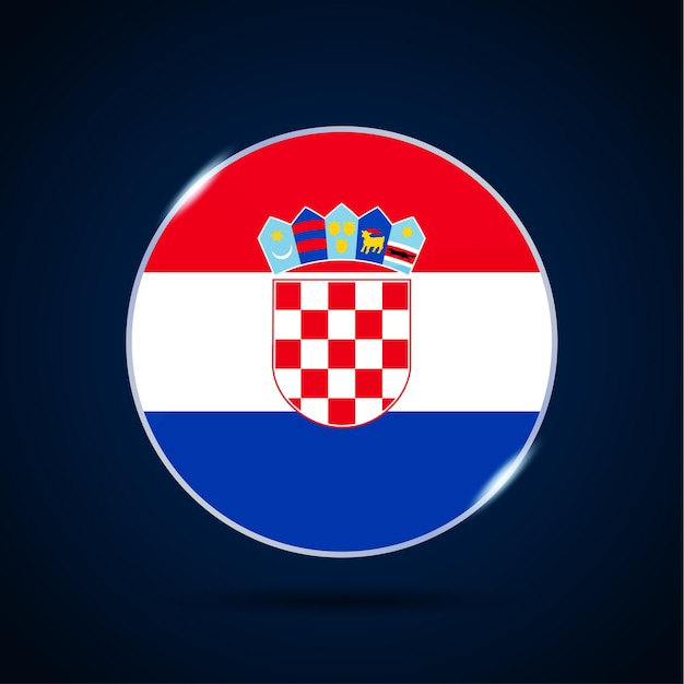 Icono de botón de círculo de bandera nacional de Croacia. Bandera simple, colores oficiales y proporción correcta. Ilustración de vector plano.