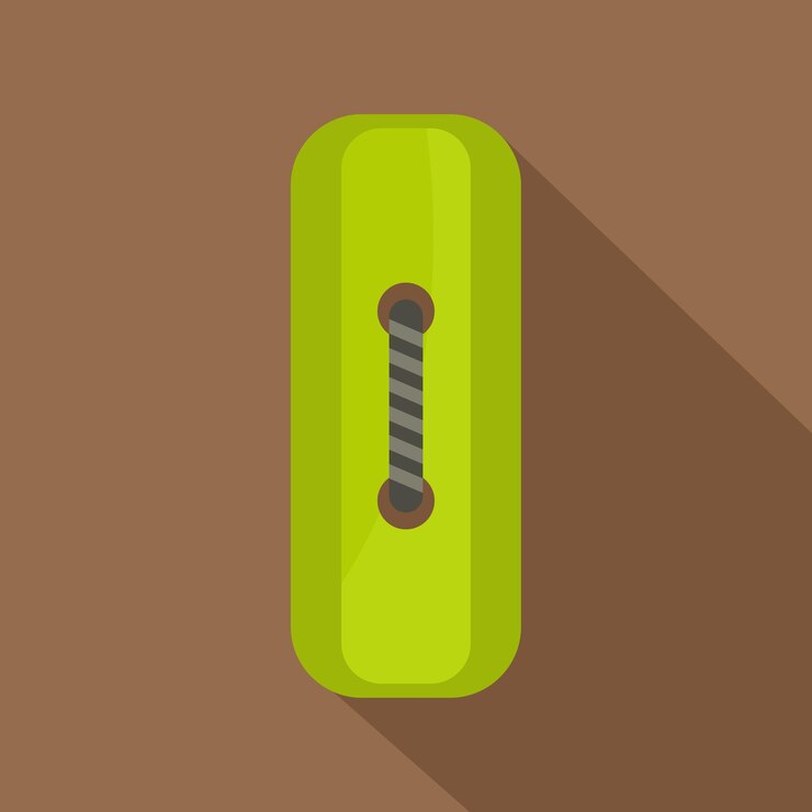 Vector icono de botón de costura de rectángulo verde. ilustración plana del icono de vector de botón de costura de rectángulo verde para web aislado sobre fondo de café