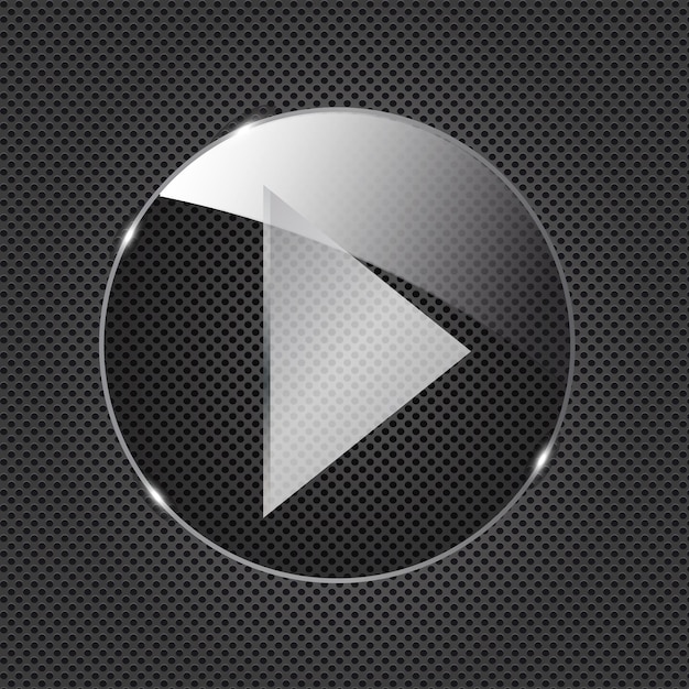 Icono de botón de cristal sobre fondo de metal ilustración vectorial