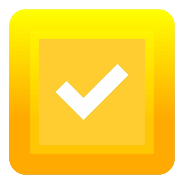 Icono de botón cuadrado amarillo Ilustración plana del icono vectorial de botón quadrado amarillo para la web