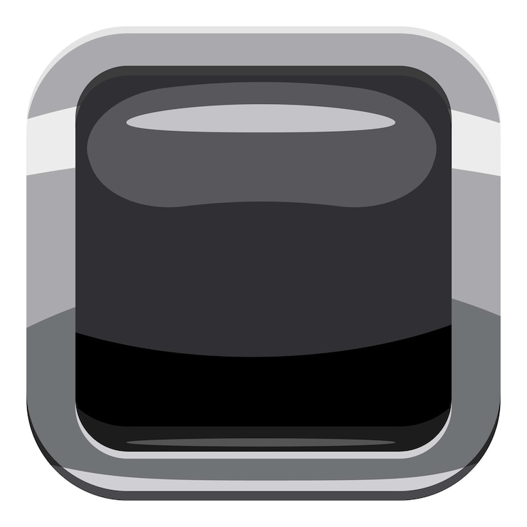 Vector icono de botón cuadrado negro ilustración de dibujos animados de icono vectorial de botón quadrado para diseño web
