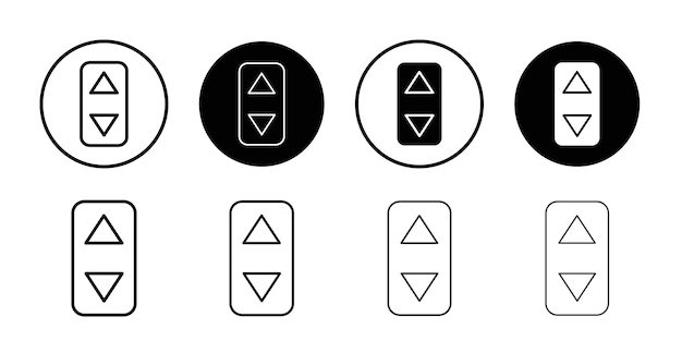 El icono del botón de elevación del ascensor es una serie de paquetes de conjunto delgado.