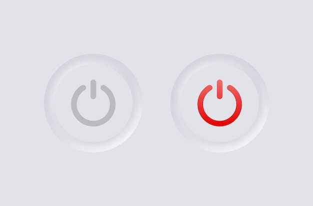icono de botón de encendido en blanco botón de neumorfismo forma fondo presione el interruptor de inicio encender los iconos