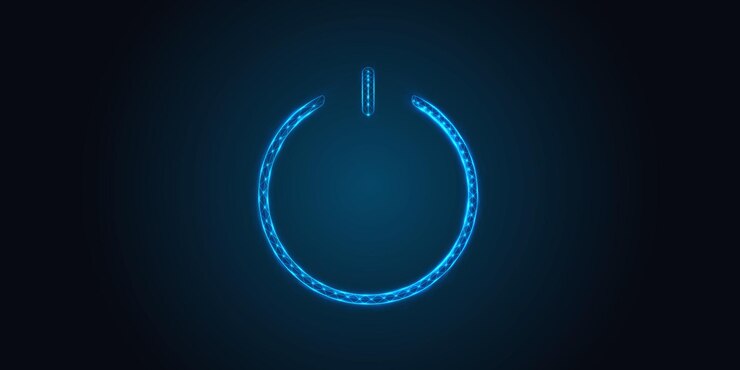 Icono de botón de encendido digital Diseño UIUX futurista