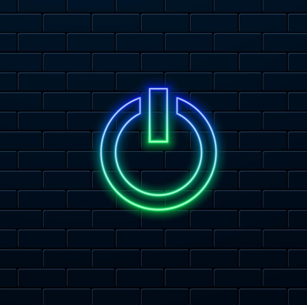 icono del botón de encendido estilo neón símbolo moderno para diseño gráfico y web en el botón de apagado