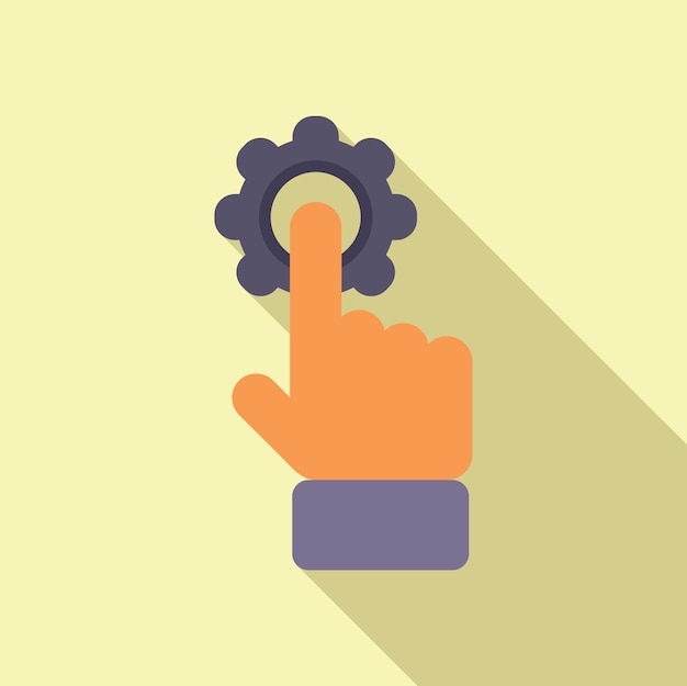 El icono del botón de engranaje táctil es un vector plano Audience seo