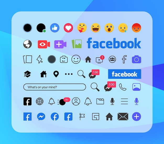 Icono del botón de Facebook Establezca la pantalla de las redes sociales y la plantilla de la interfaz de la red social Historias símbolo del botón del usuario logotipo Historias gustado flujo Ilustración vectorial editorial