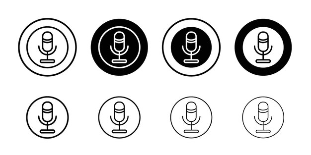 El icono del botón del micrófono El logotipo del vector se establece plano