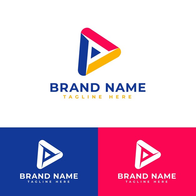 El icono del botón de reproducción de color plano del diseño vectorial del logotipo de stock