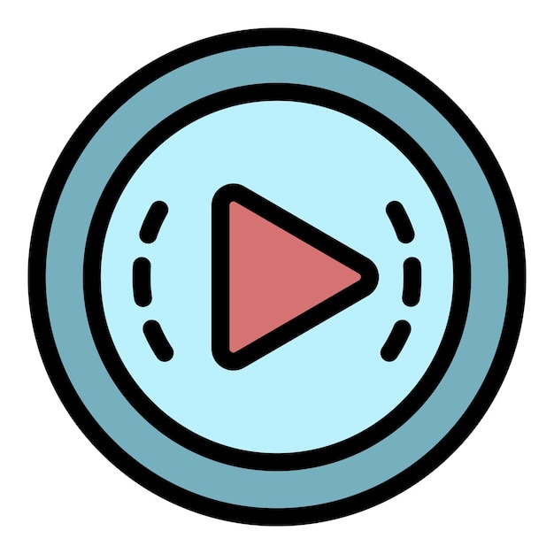 Icono del botón de reproducción Contorno del botón del vector del icono de reproducción El color es plano y aislado