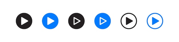 El icono del botón de reproducción establece el signo del icono del reproductor de medios Vector EPS 10
