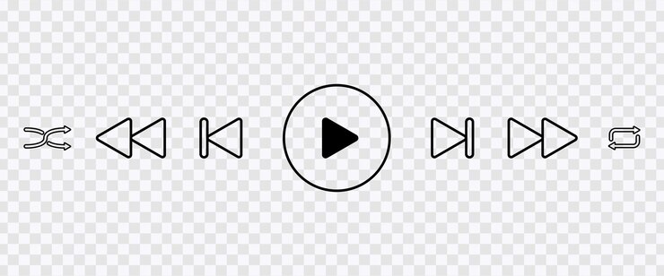 Vector icono de botón de reproducción plano para las interfaces de reproductor de música en un fondo transparente