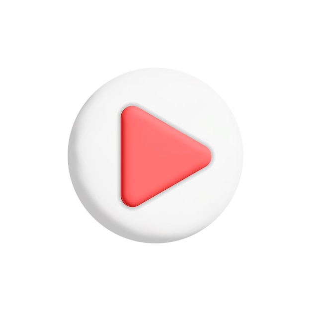 Icono de botón de reproducción redondo blanco vectorial 3d para el elemento web de la aplicación diseño de representación de dibujos animados de interfaz de usuario de estilo minimalista