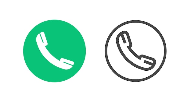Icono de botón retro antiguo de teléfono verde o línea de línea y silueta de servicio de soporte de llamada de teléfono