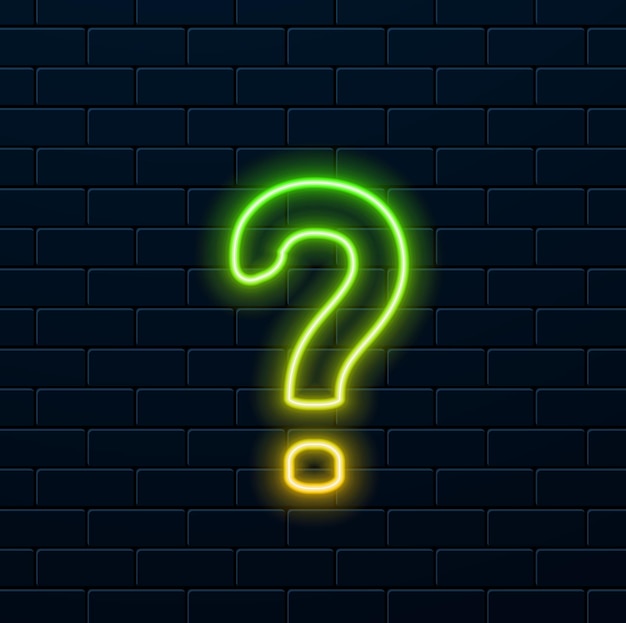 El icono del botón del símbolo del signo de interrogación se establece en estilo neón botón de neumorfismo multicolor diseño de interfaz de usuario suave fo