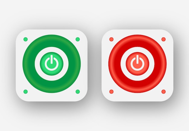 Icono de botones de encendido y apagado rojo y verde Interruptor de encendido y apagado