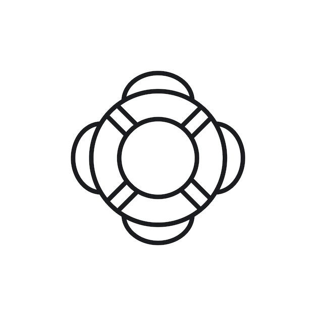 El icono de la boya salvavidas en conjunto, el símbolo vectorial del anillo salvavidas, la playa, la natación, el rescate, el signo de seguridad, la boya flotante, el icono de las boya salvavides en estilo negro, lleno y delineado.