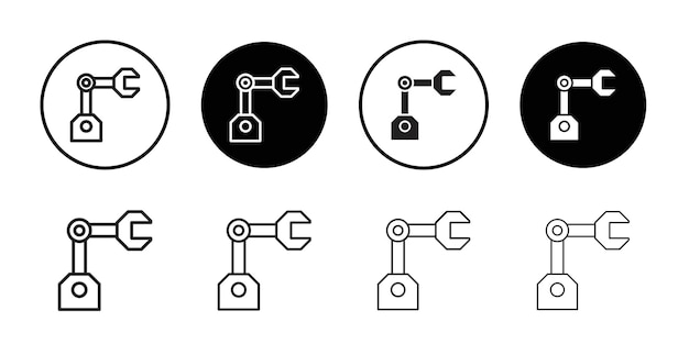 Icono del brazo del robot Arte plano en blanco y negro aislado