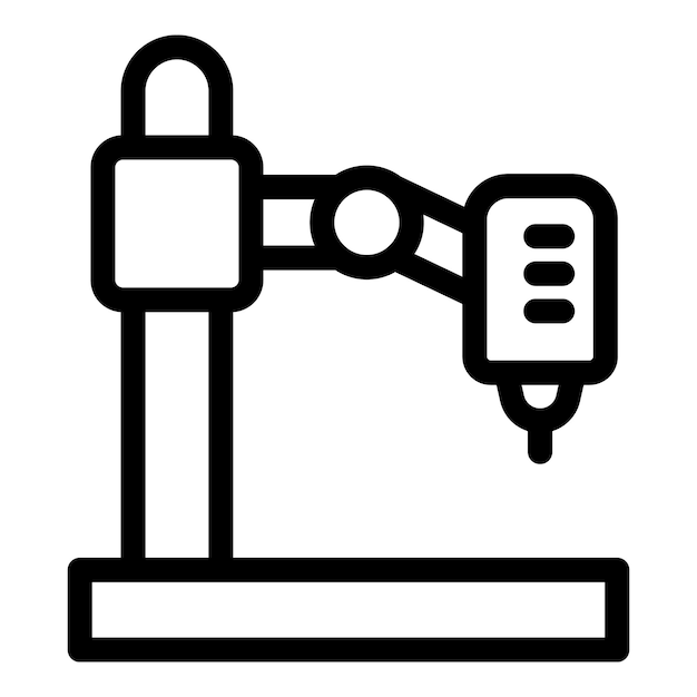 Icono del brazo robótico que sostiene el taladro realizando una tarea industrial
