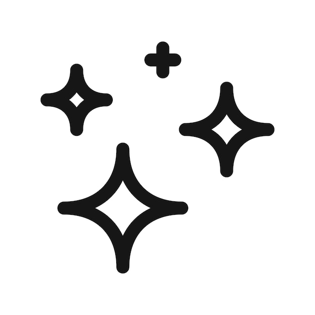 El icono de brillo de las chispas es el logotipo del vector de arte de línea negra