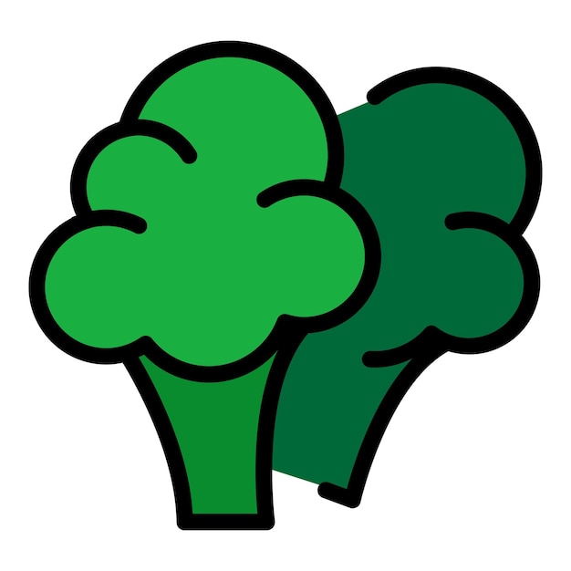 Icono de brócoli Contorno del icono vectorial del brócoli Color plano aislado