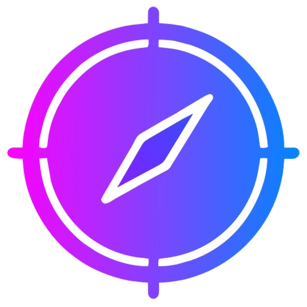 icono de la brújula de color púrpura azulado ultra realista