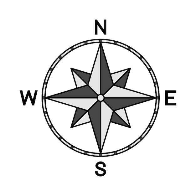 Vector icono de brújula diseño de guía instrumento signo y símbolo