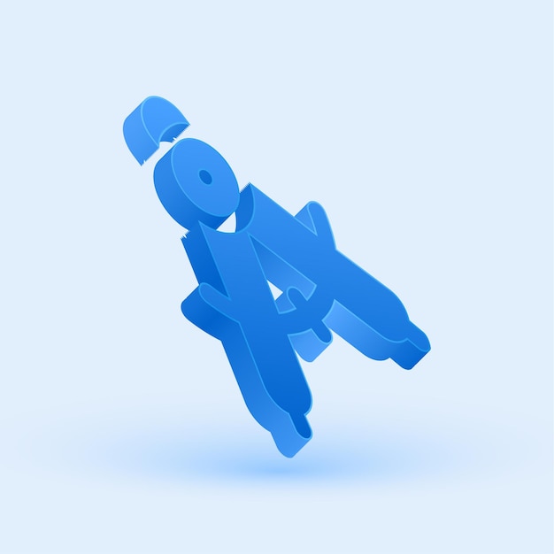Icono de brújula geométrica azul 3D exclusivo con un fondo elegante y fresco