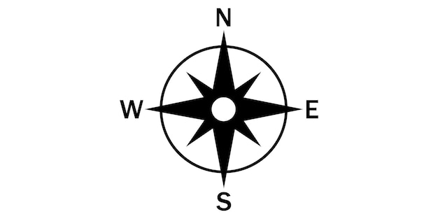 Icono de brújula. Icono negro sobre un fondo blanco. ilustración vectorial eps 10