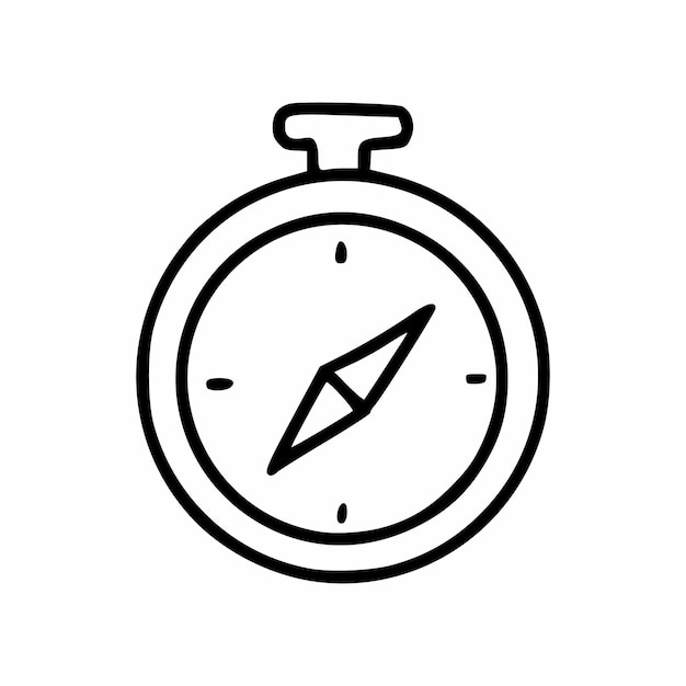Icono de brújula lineal. Punto de referencia en el área. Poste indicador para viajero.