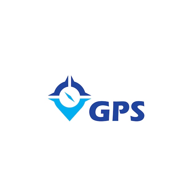 Icono de brújula y navegación del logotipo de punto gps