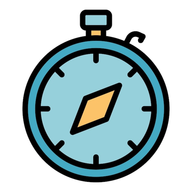 Icono de brújula de viaje Contorno brújula de viaje vector icono color plano aislado