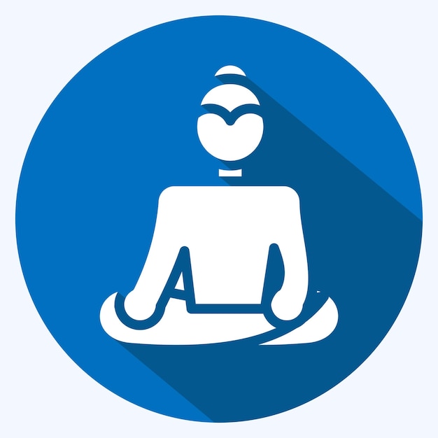 Icono de Buda relacionado con el símbolo de Tailandia estilo de sombra larga diseño simple editable