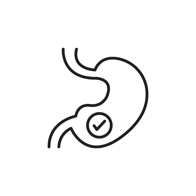 Icono de buena digestión Ilustración de línea delgada plana vectorial