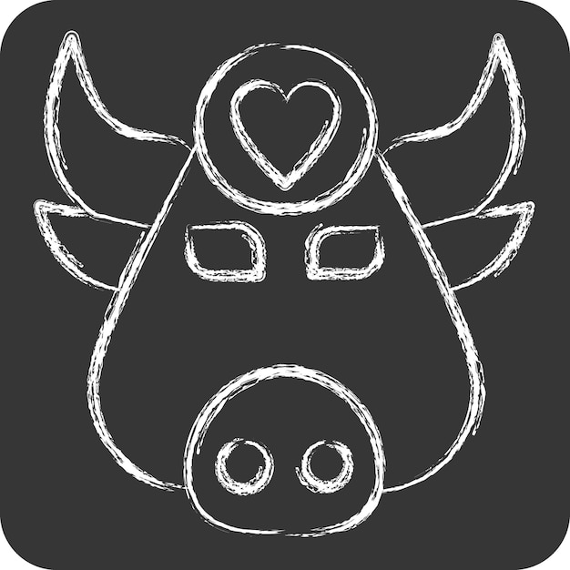 Icono de búfalo relacionado con Símbolo de animal tiza Estilo diseño simple ilustrado simple editable